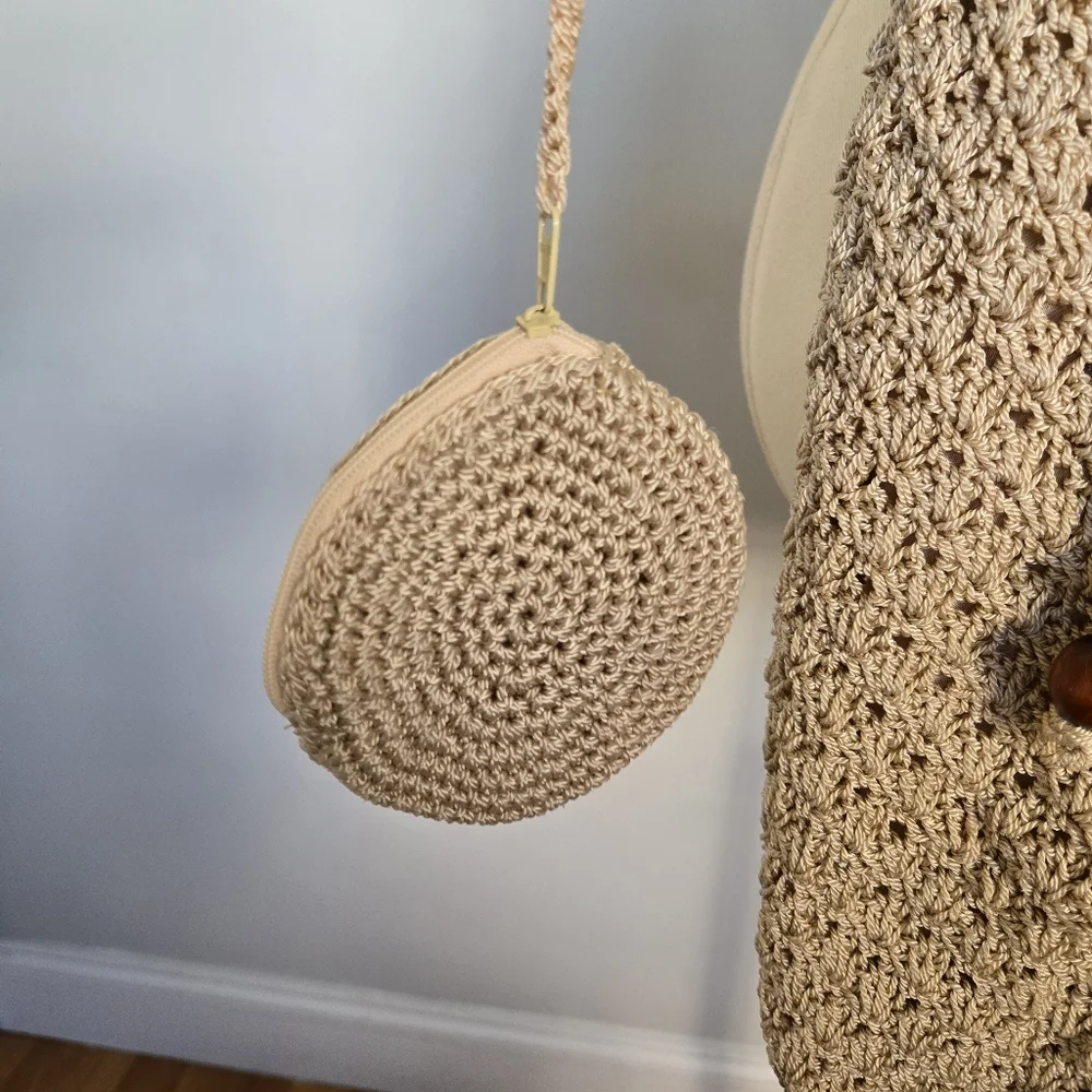 Ivory Handmade Knit Crochet Shoulder Hobo Bag Women's Retro Casual Boho Hippie